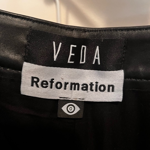REFORMATION Veda Rivington Wide Leg Leather Trouser Black Sz 0 - Picture 6 of 10